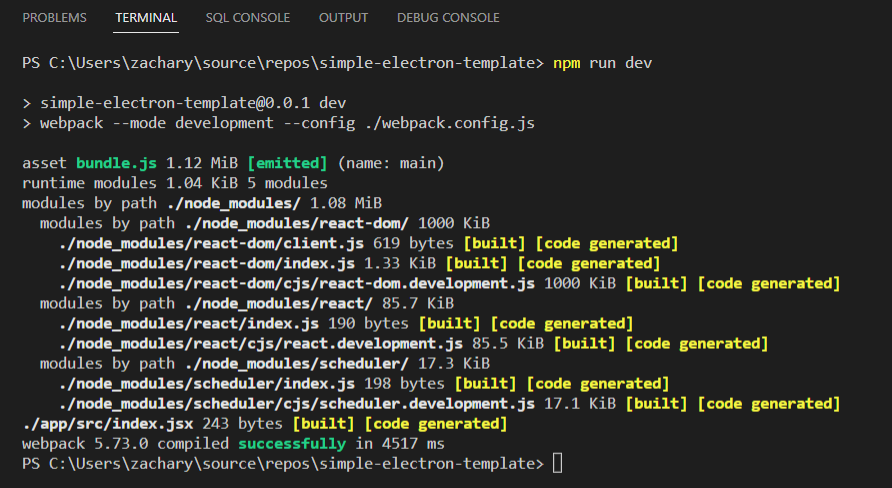 Running webpack in order to transpile React into Javascript code successfully